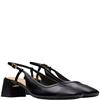 CLARKS WOMENS LOW HEEL SLING BACK SANDAL - BLACK LEATHER